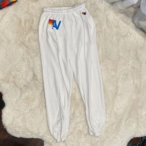 Aviator Nation Logo White Sweatpants
